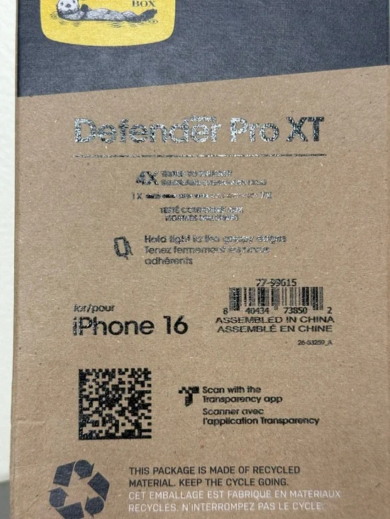 iPhone 16 OtterBox Rugged Case in Tan with Orange Trim and Camouflage Back - Picture 2 of 3